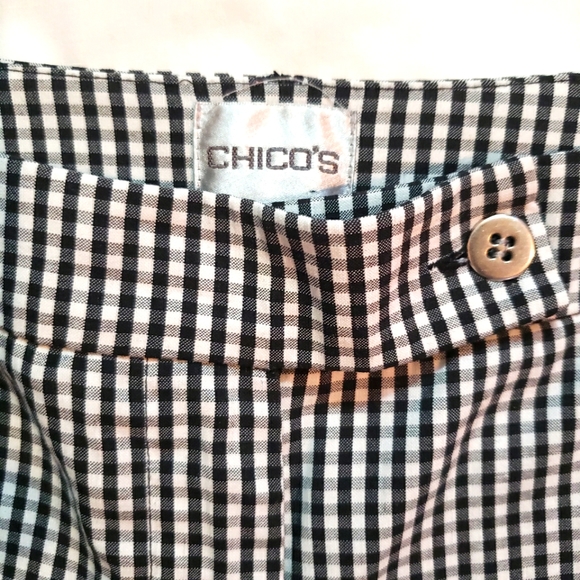 Women's black and white check Chico's casual long Bermuda shorts size 1.5 M/10 - Picture 4 of 8